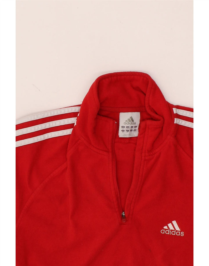 ADIDAS Boys Zip Neck Pullover Tracksuit Top 13-14 Years Red Polyester Vintage Adidas and Second-Hand Adidas from Messina Hembry 
