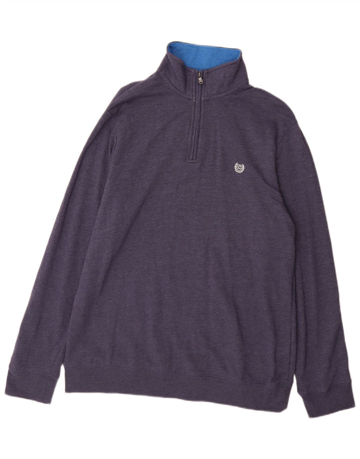 Chaps Herre Zip Neck Sweatshirt Jumper XL Navy Blue Bomuld