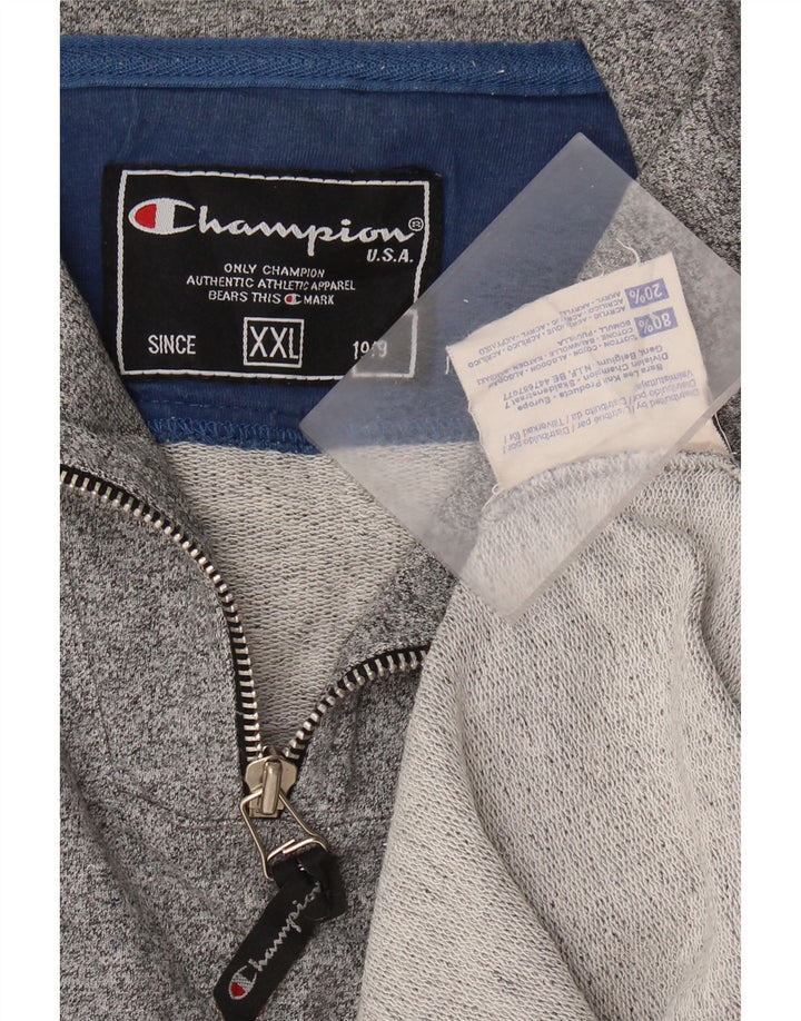 CHAMPION Sweatshirt med lynlås til mænd 2XL Grå Flecked Bomuld