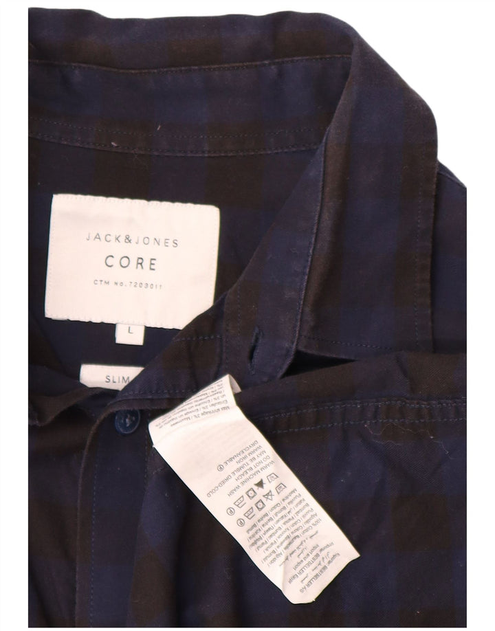 JACK & JONES Herre Slim Fit skjorte Stor sort Gingham Bomuld