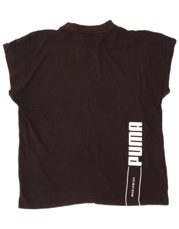 Puma Womens Oversized Graphic T-Shirt Top UK 10 Small Black Cotton