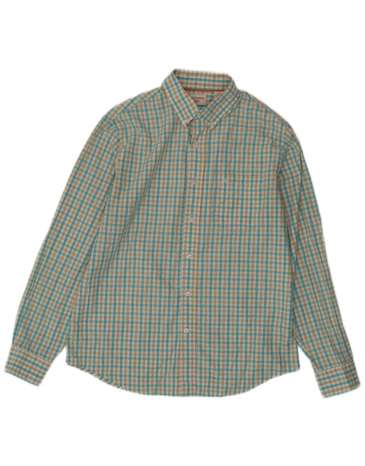 DOCKERS Herreskjorte Medium Blue Gingham Cotton