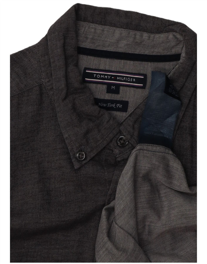 TOMMY HILFIGER Mens New York Fit Shirt Medium Grey Cotton