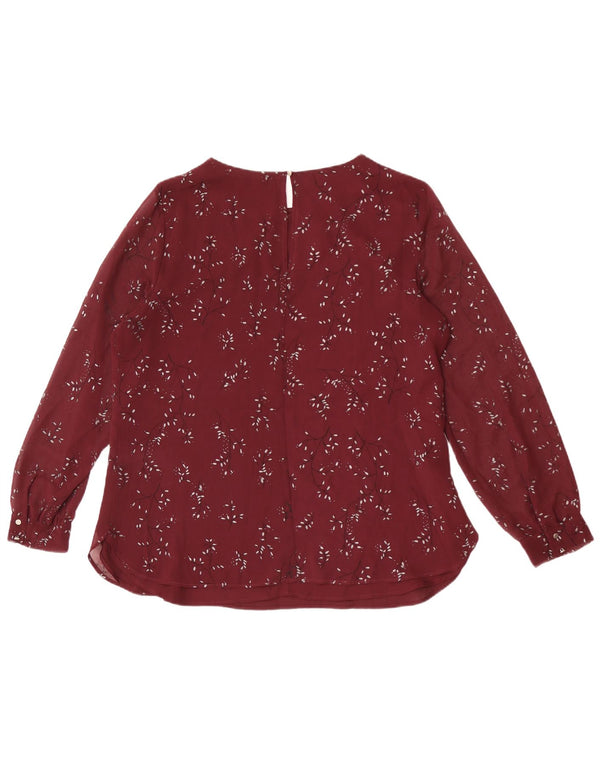 Laura Ashley Damebluse Top UK 16 Large Burgundy Floral Polyester