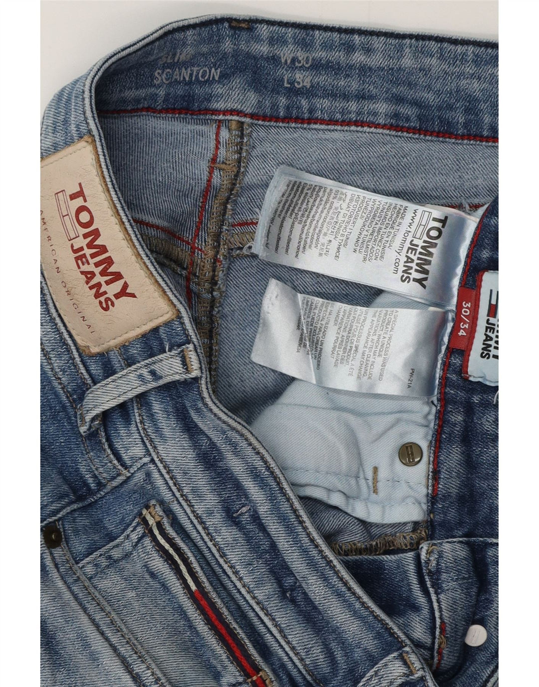 TOMMY HILFIGER Herre Scanton Slim Jeans W30 L34 Blå Bomuld