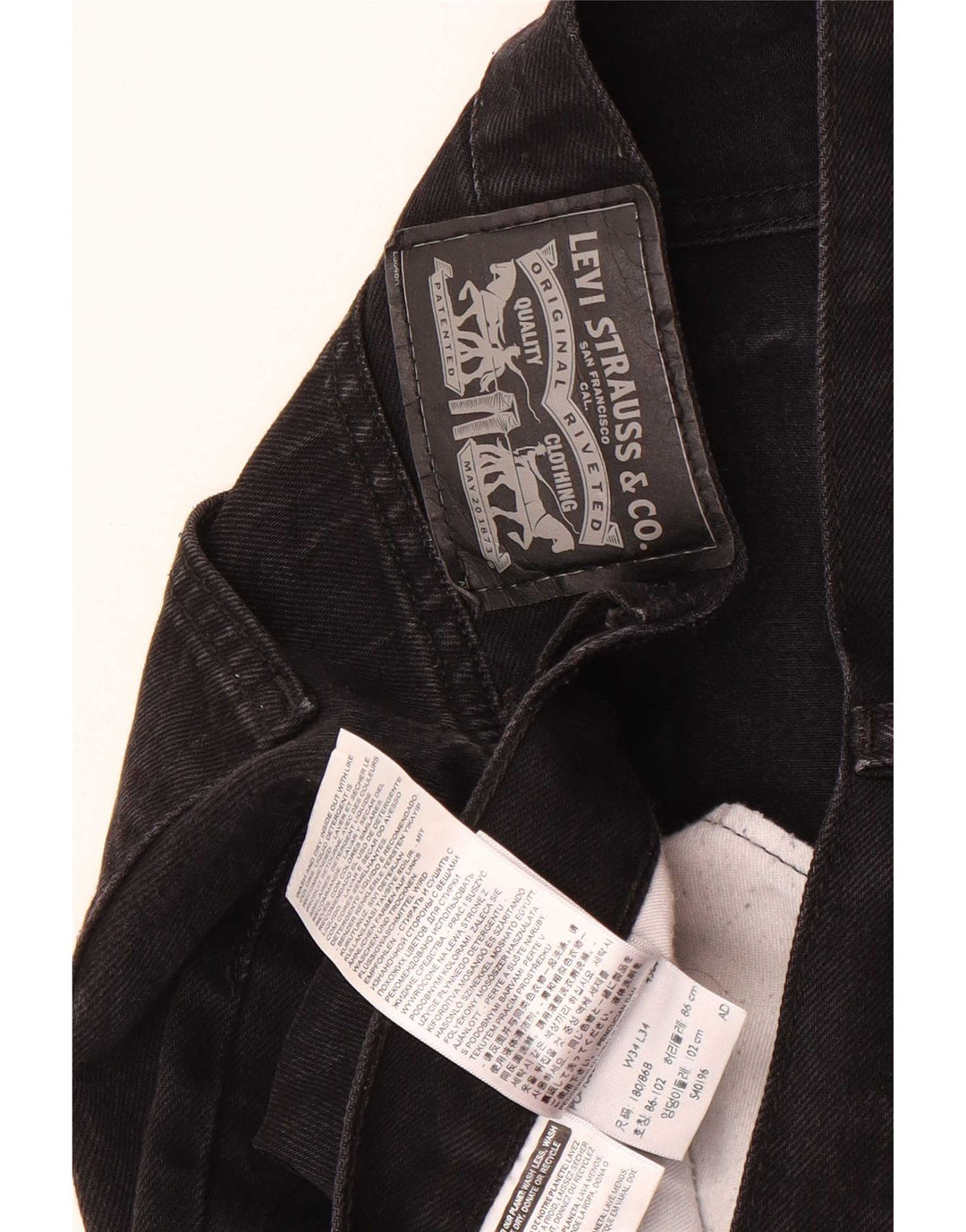 Levi's Straight Jeans til mænd W34 L34 Sort bomuld