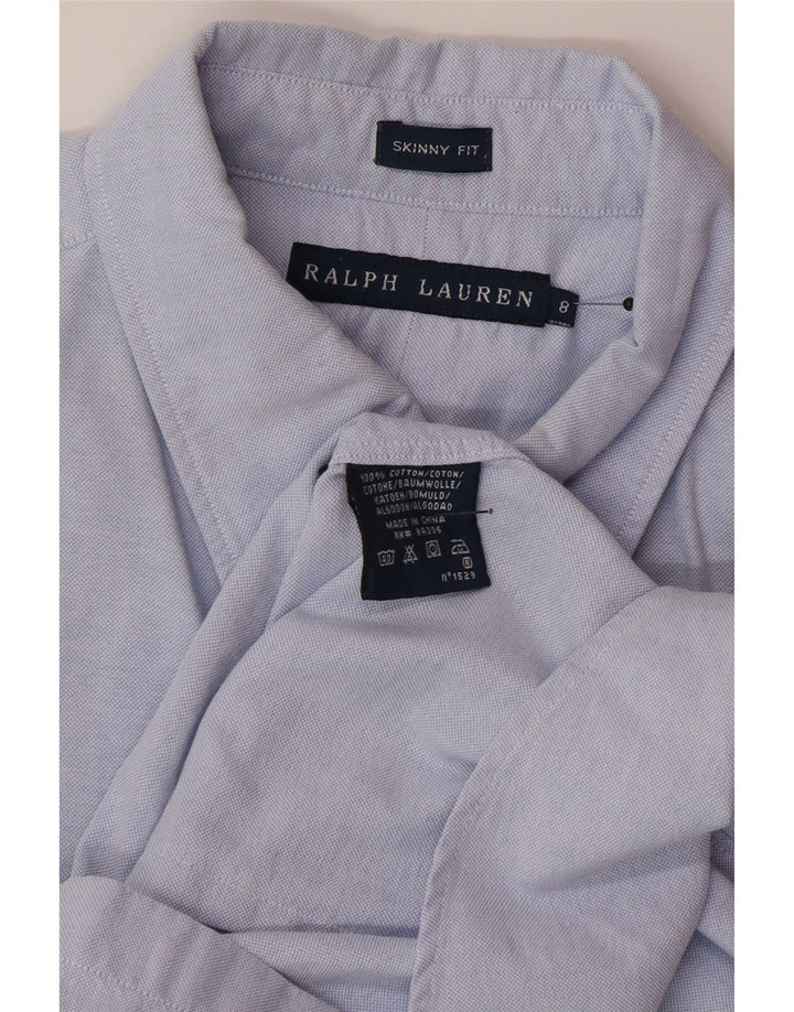 Ralph Lauren Dame Skinny Shirt US 8 Medium Blue Cotton