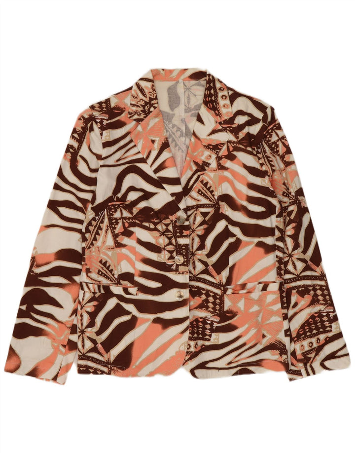 VINTAGE Dame Blazer Jacket UK 14 Stort flerfarvet dyreprint