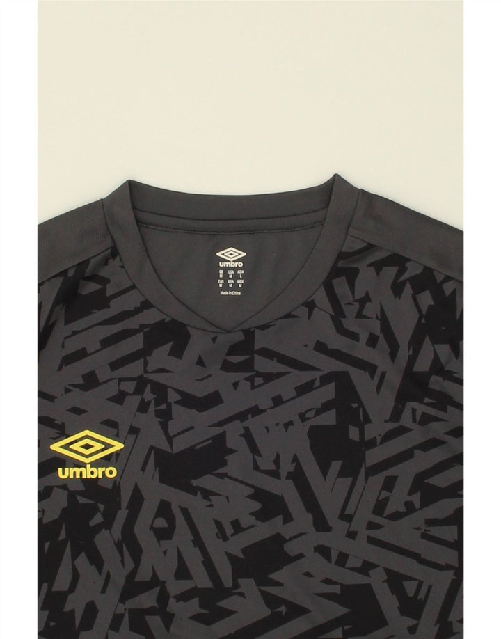 UMBRO Mens Abstract Pattern T-Shirt Top Medium Grey Polyester Vintage Umbro and Second-Hand Umbro from Messina Hembry 