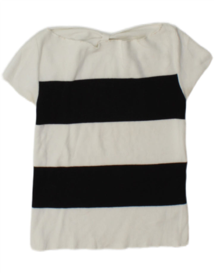 Emporio Armani Dame Crop Off Shoulder Top IT 42 Mellem hvid stribet