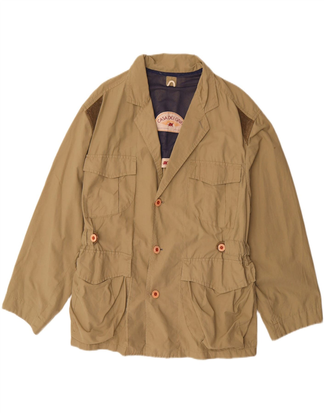 VINTAGE Herre Utility Jacket UK 42 XL Beige