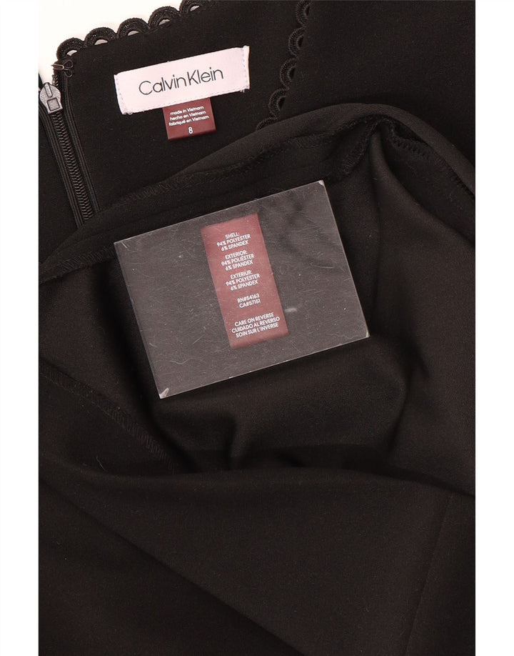 CALVIN KLEIN Dame 3/4-ærmet Skede Kjole US 8 Medium Sort Polyester
