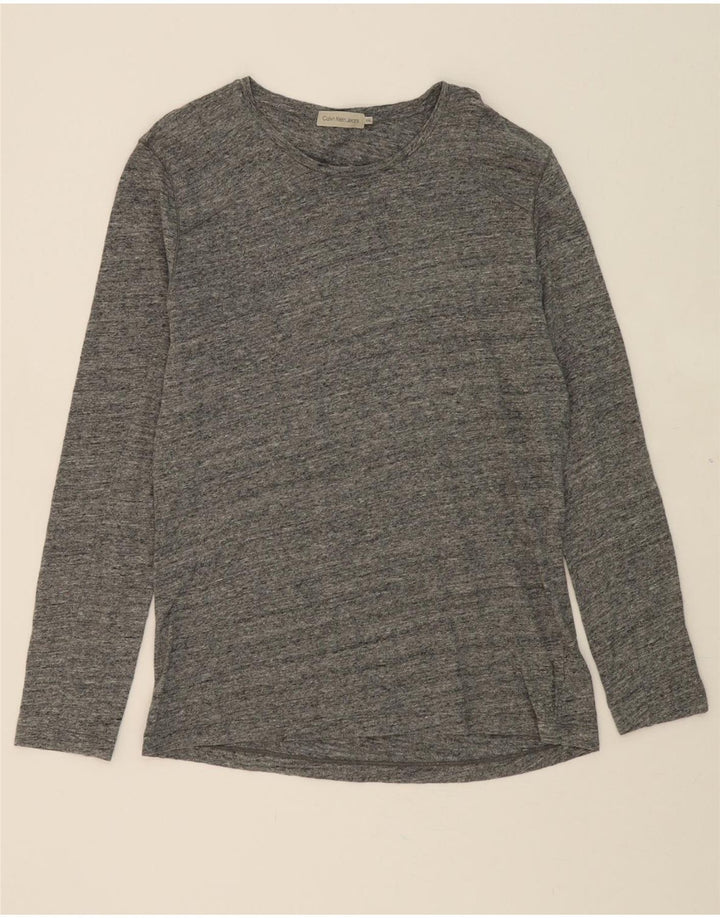 CALVIN KLEIN JEANS Mens Top Long Sleeve 2XL Grey Flecked Cotton Vintage Calvin Klein Jeans and Second-Hand Calvin Klein Jeans from Messina Hembry 