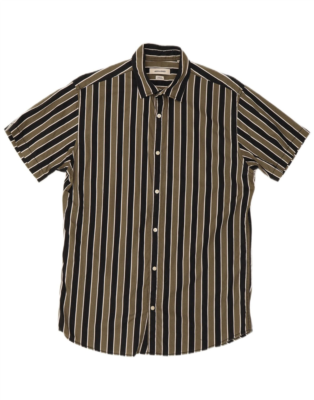 Jack & Jones kortærmet herreskjorte med normal pasform mellemgrøn stribet