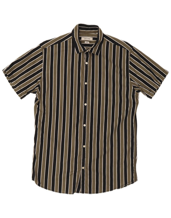 Jack & Jones Mens Short Sleeve Regular Fit Shirt Medium Green Striped