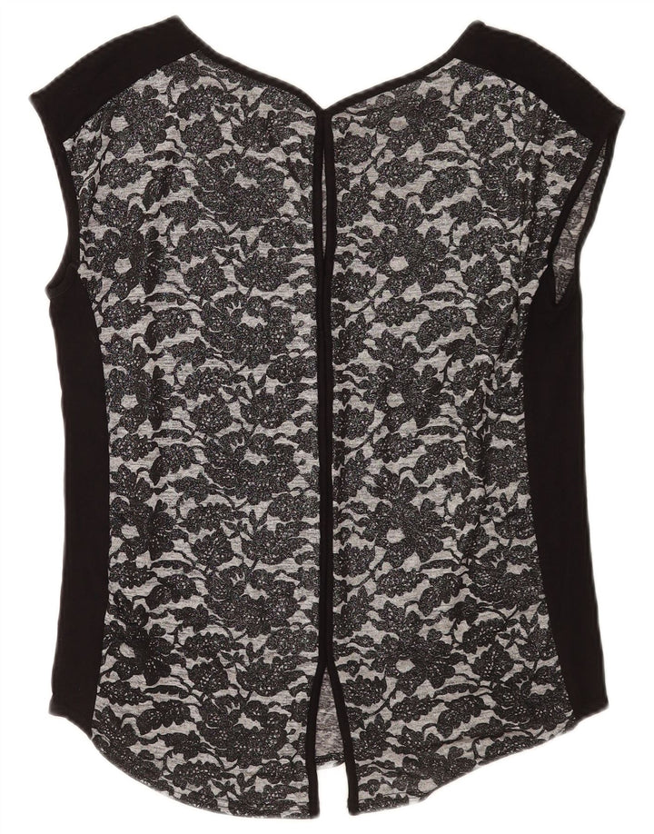 Oasis Damebluse Top UK 10 Small Black Floral Polyester