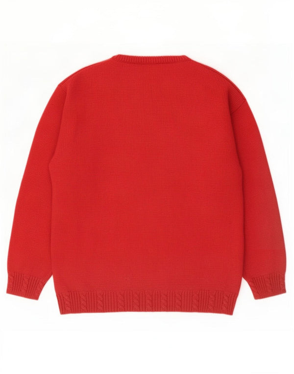 George Dame Jumper Sweater UK 12/14 Medium Rød Blomster Akryl