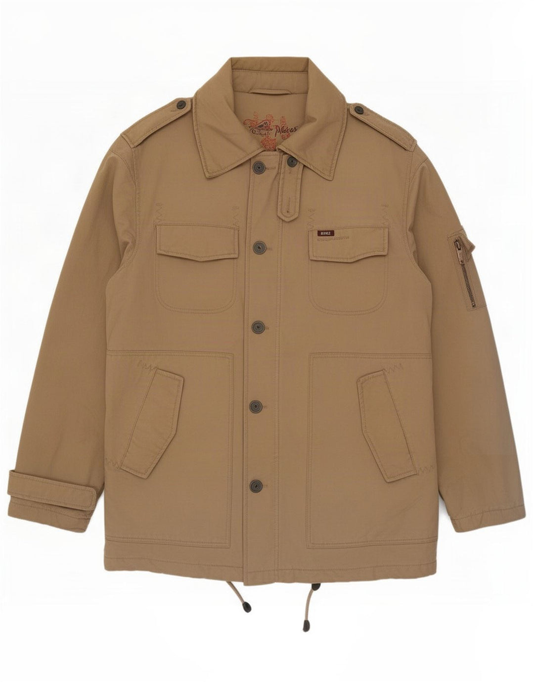 Rifle Herre Militær Polstret Frakke UK 38 Medium Beige Bomuld