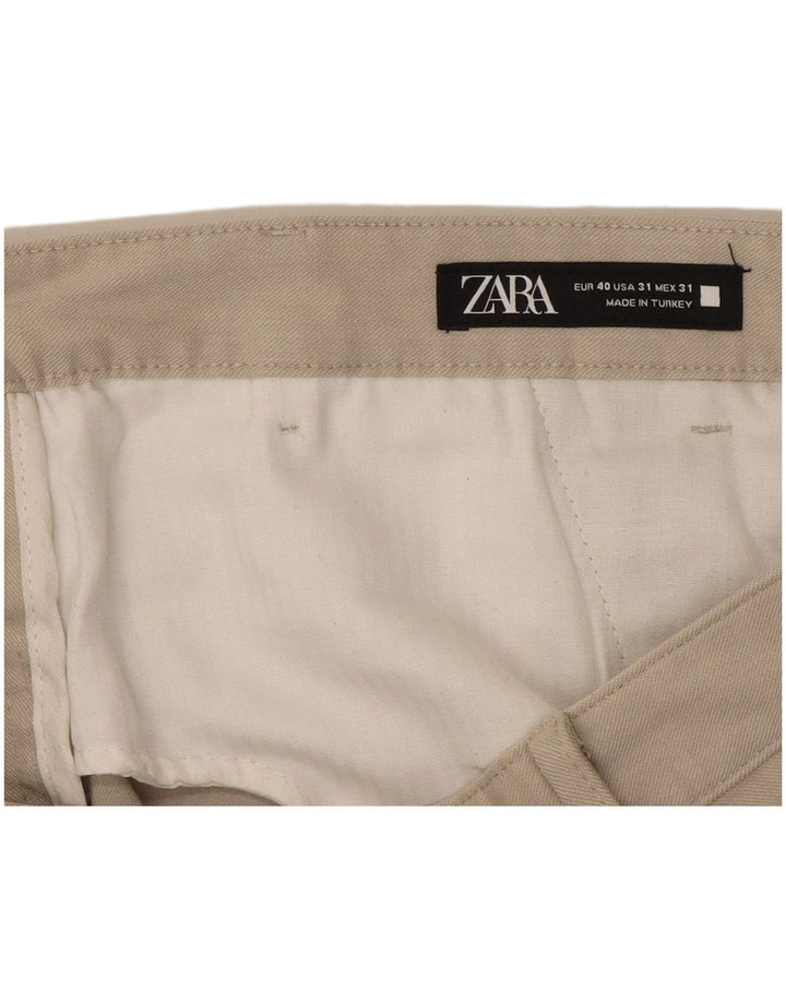 ZARA Dame Slim Chino Bukser EU 40 Medium W31 L38 Beige
