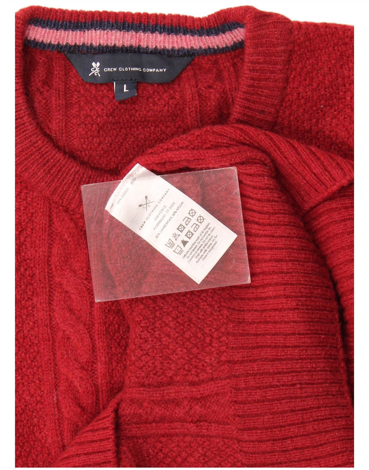 Crew Clothing Herre Crew Neck Jumper Sweater Stor rød lammeuld