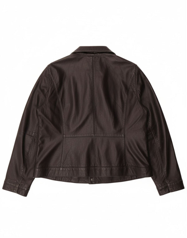 MARINA RINALDI Womens Jacket Size 19 Small Black Colourblock Leather