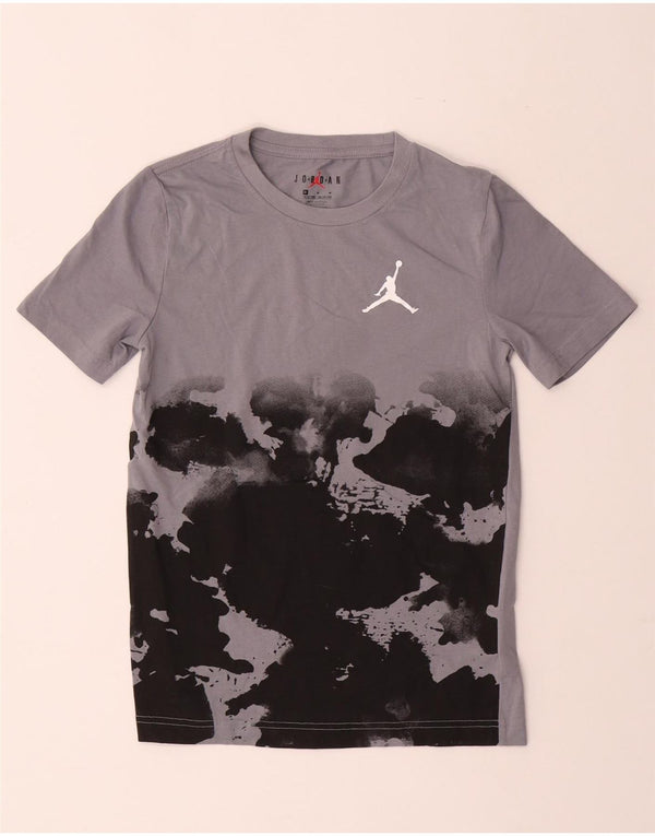 JORDAN Boys T-Shirt Top 10-11 Years Medium Grey Tie Dye Cotton