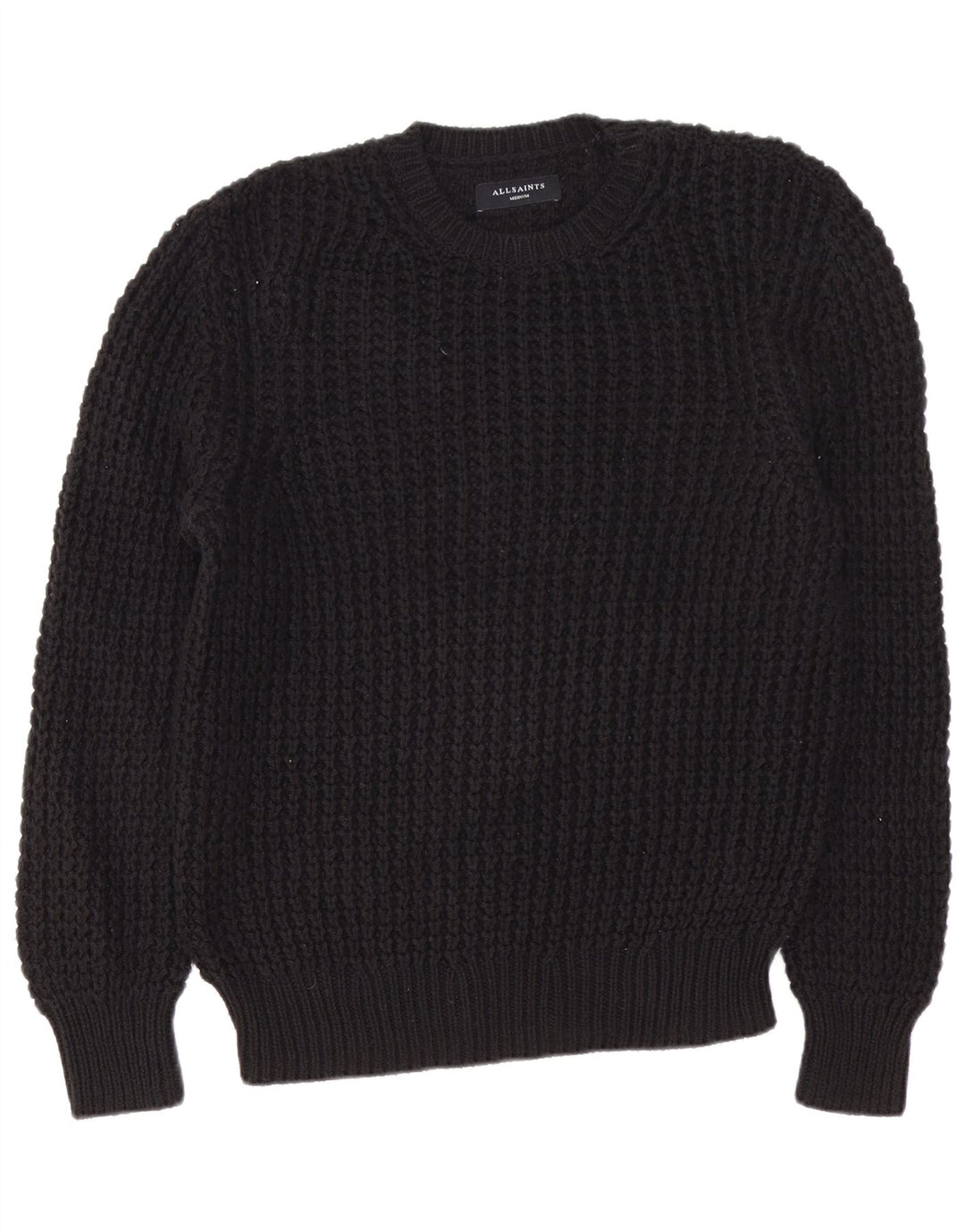 All Saints Herre Crew Neck Jumper Sweater Medium Sort Bomuld
