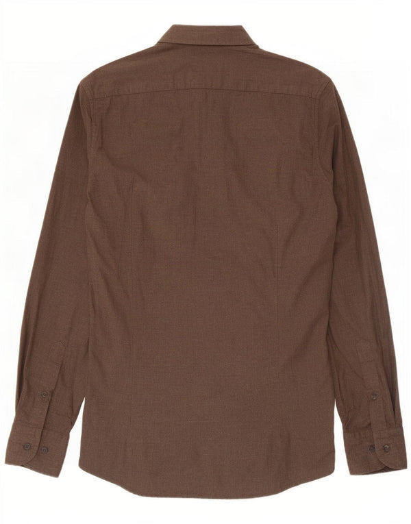 Massimo Dutti Mens Shirt Small Brown Cotton