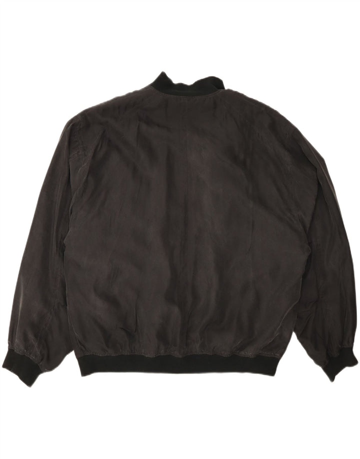 VINTAGE Bomberjakke til mænd UK 40 Large Grå Silke