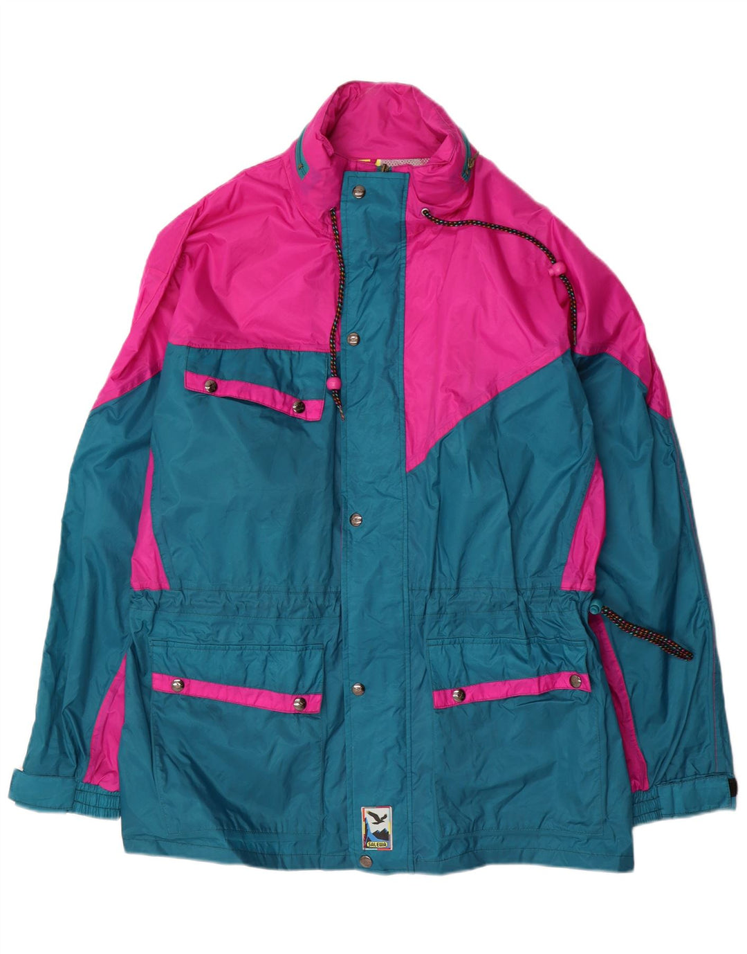 SALEWA Herre Windbreaker Jacket UK 42 XL Pink Colourblock Polyamid