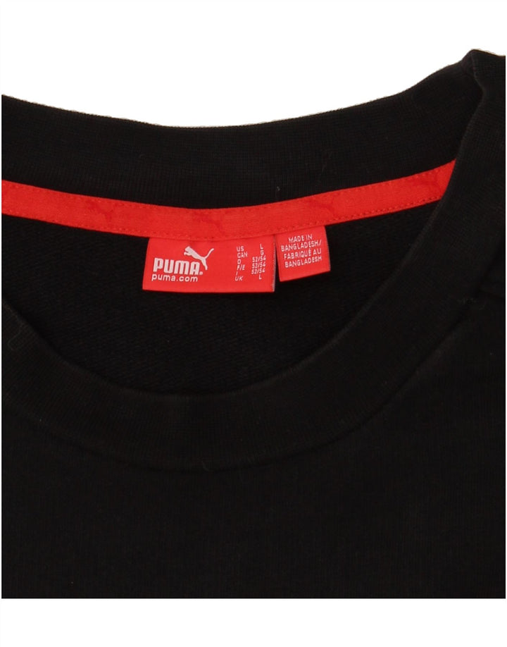 PUMA Mens Graphic Sweatshirt Jumper Large Black Colourblock Vintage Puma and Second-Hand Puma from Messina Hembry 