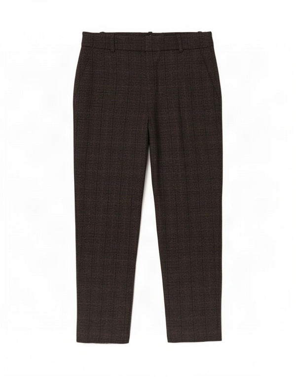 Zara Dame Crop Chino Bukser EU 36 XS W26 L26 Grå Houndstooth Polyester