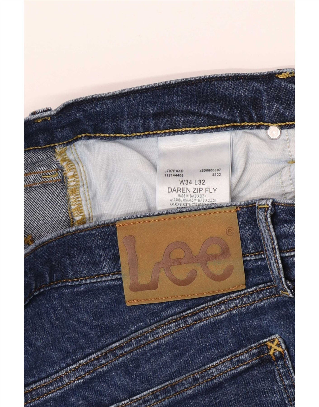 Lee Mens Daren Zip Fly Straight Jeans W34 L32 Blå Bomuld