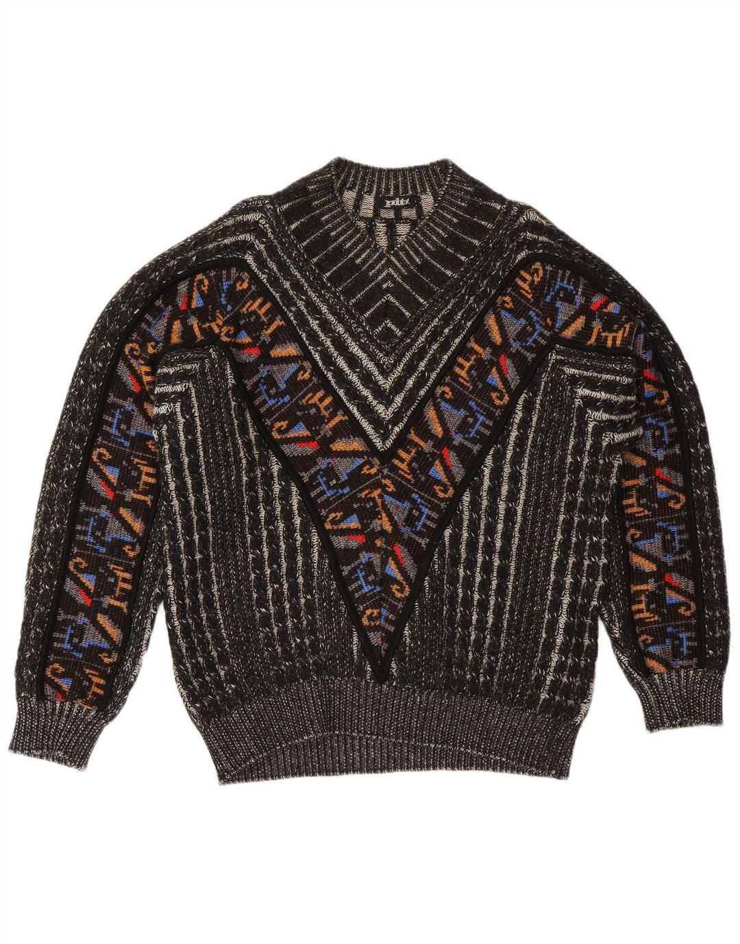 Pitti Herre V-hals sweater Stor Sort Geometrisk