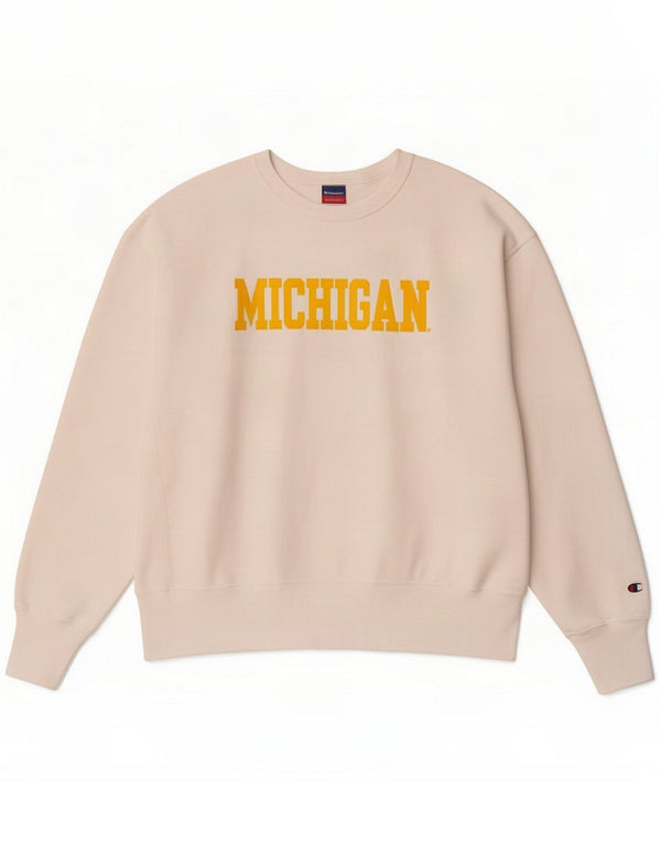 Champion Herre Michigan Grafisk Sweatshirt Jumper 2XL Hvid Bomuld