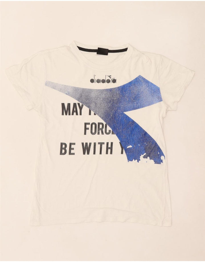 Diadora Herre Grafisk T-Shirt Top Lille Hvid