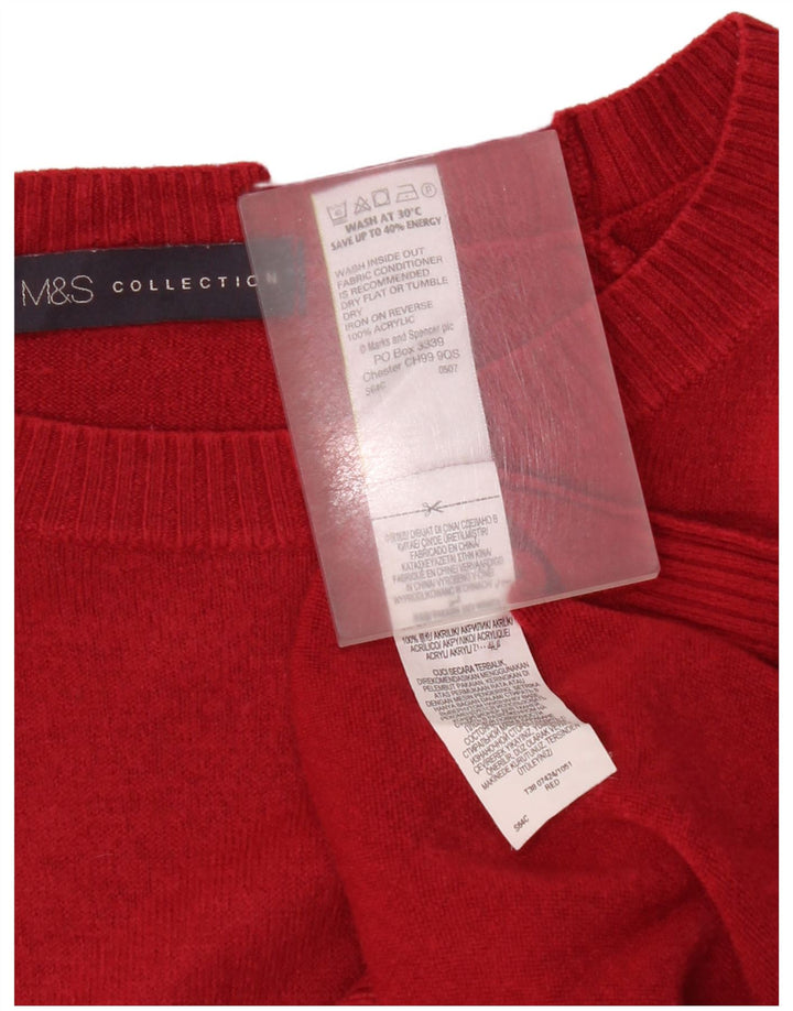 Marks & Spencer Dame Boat Neck Jumper Sweater UK 14 Medium Rød Akryl