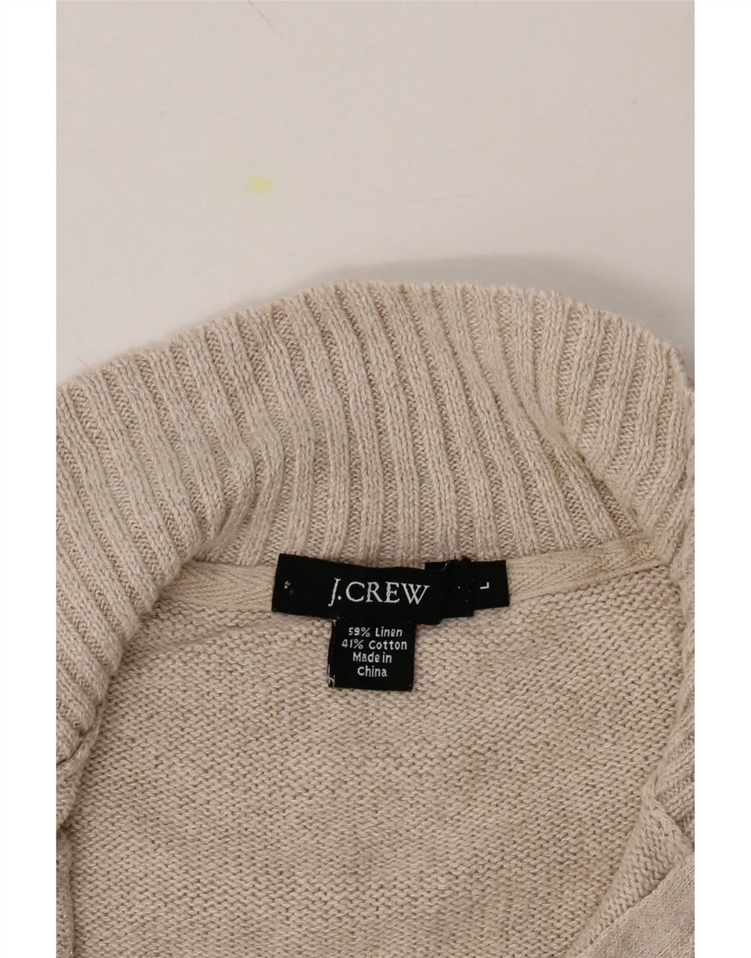 J. CREW Mens Zip Neck Jumper Sweater Large Beige Linen Vintage J. Crew and Second-Hand J. Crew from Messina Hembry 