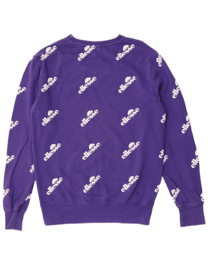 Ellesse Dame Grafisk Sweatshirt Jumper UK 12 Medium Lilla Bomuld