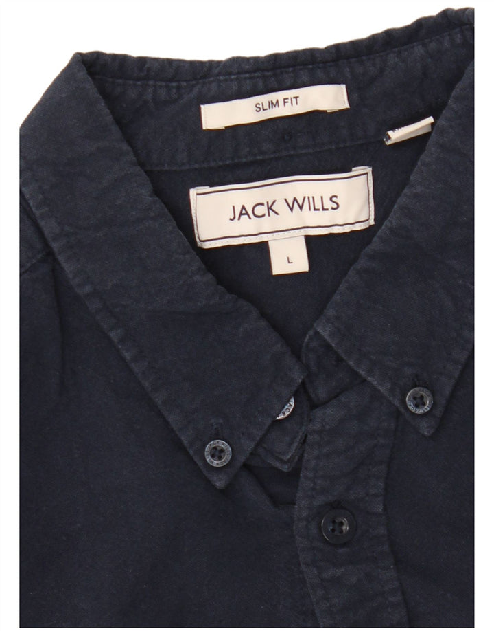 JACK WILLS Slim Fit skjorte til mænd, stor marineblå