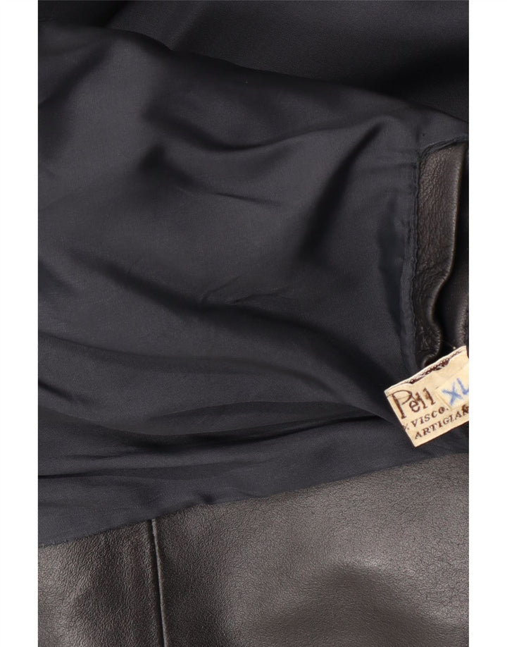 Vintage Herre Læder Biker Jacket UK 42 XL Sort Læder
