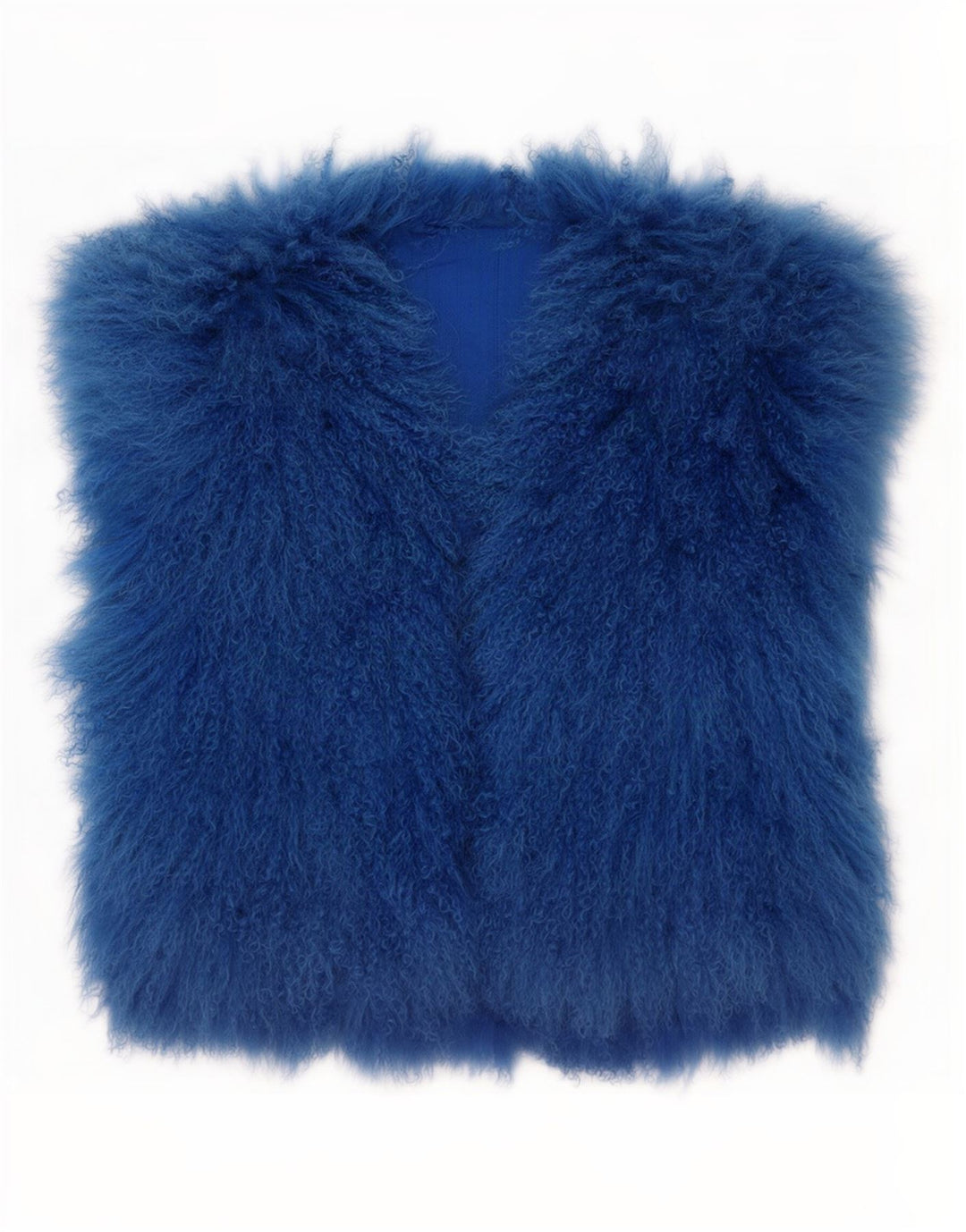Vintage Dame imiteret Pels Gilet UK 14 Medium Blue