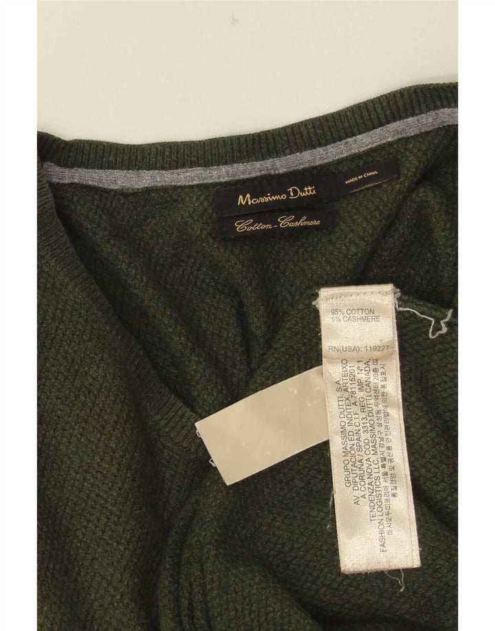Massimo Dutti Herre V-hals sweater Stor grøn bomuld