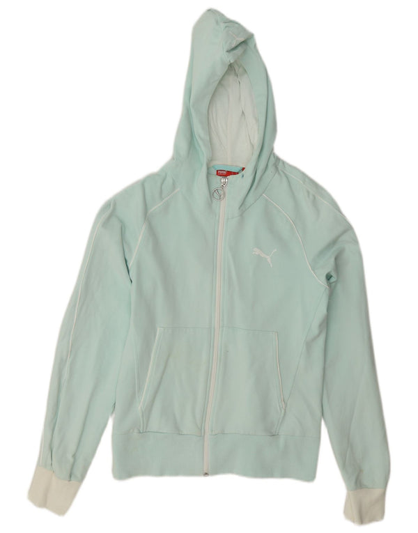 Puma hættetrøje med lynlås til kvinder UK 10 Small Turkis Colourblock Bomuld