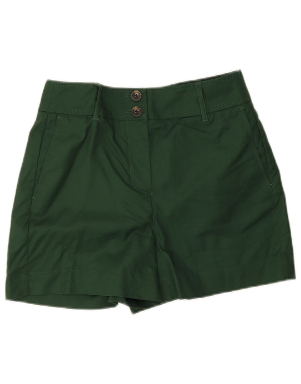 Boden Dame High Waist Chino Shorts UK 10 Small W28 Green Cotton