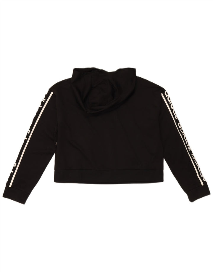 Adidas Dame Oversized grafisk hættetrøje Jumper UK 8/10 Small Black Polyester
