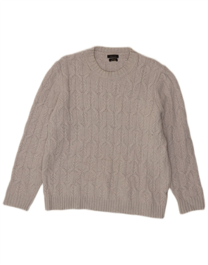MASSIMO DUTTI Herre sweater med rund hals, stor grå polyamid