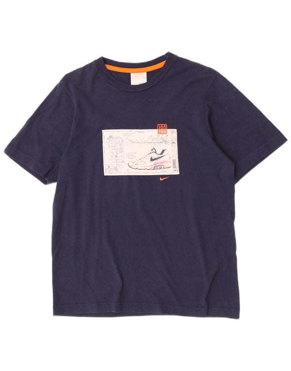 Nike Herre grafisk T-shirt top UK 36/38 Lille marineblå bomuld