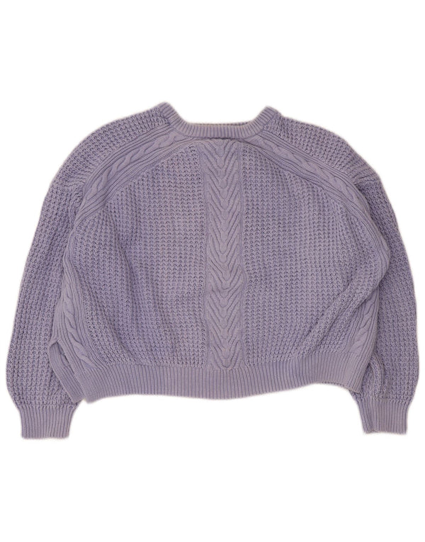 Marks & Spencer Dame Crop Crew Neck Jumper Sweater UK 16 Large Blue