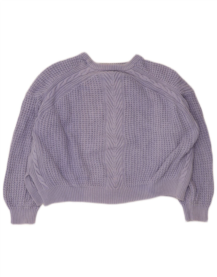 Marks & Spencer Dame Crop Crew Neck Jumper Sweater UK 16 Large Blue